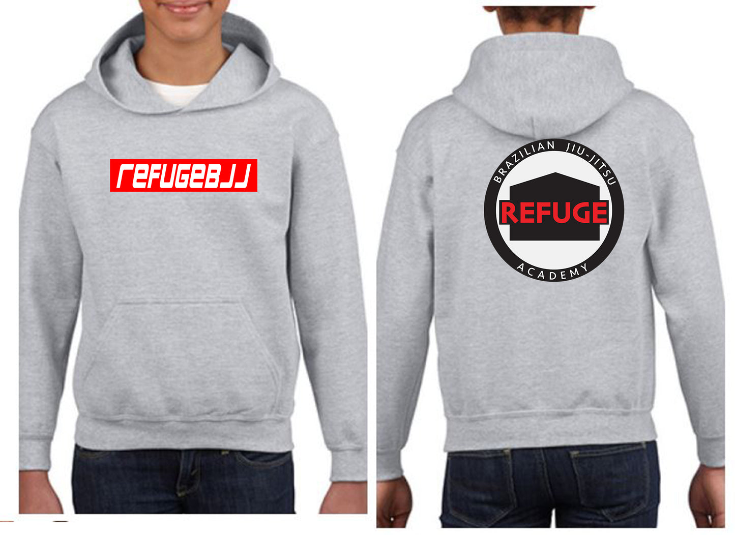 **NEW** Refuge BJJ YOUTH Hoodie Black or Grey
